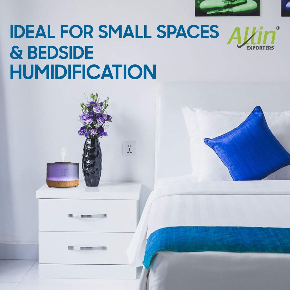 Allin Exporters PY2467YK-LW 500 ml Essential Oil Aroma Diffuser Cool Mist Ultrasonic Humidifier with Wireless Remote Control & Timer Setting