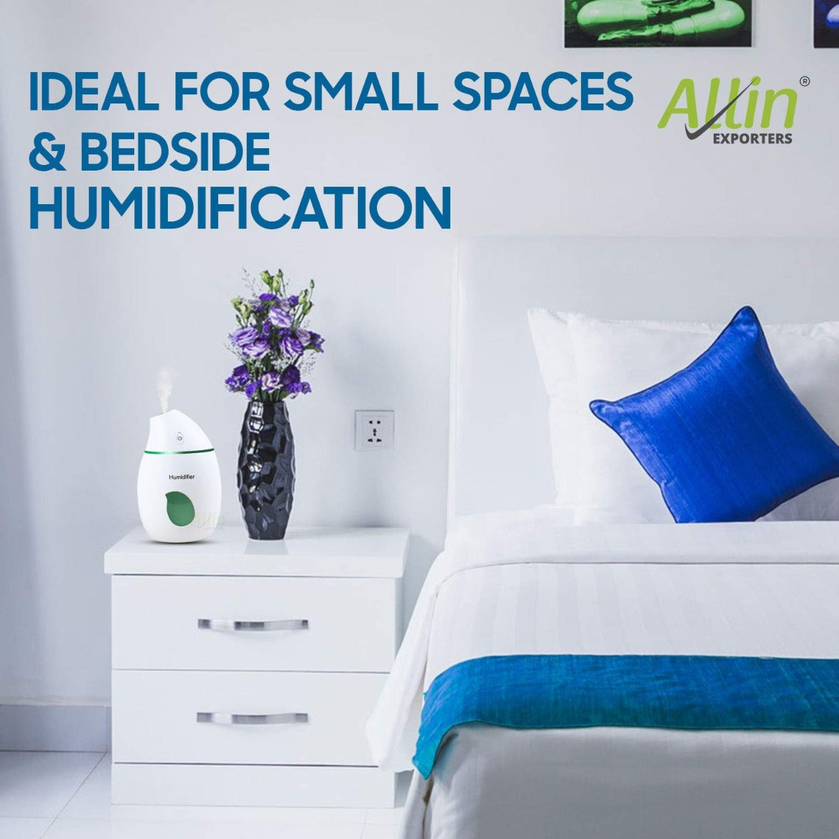 Allin Exporters EXUMHL1 160 ml Mango Design USB Mini Ultrasonic Humidifier Filter Type Auto Shut Off Portable Air Purifier with LED Light for Car, Office Cabin and Small Rooms (Random Colour)