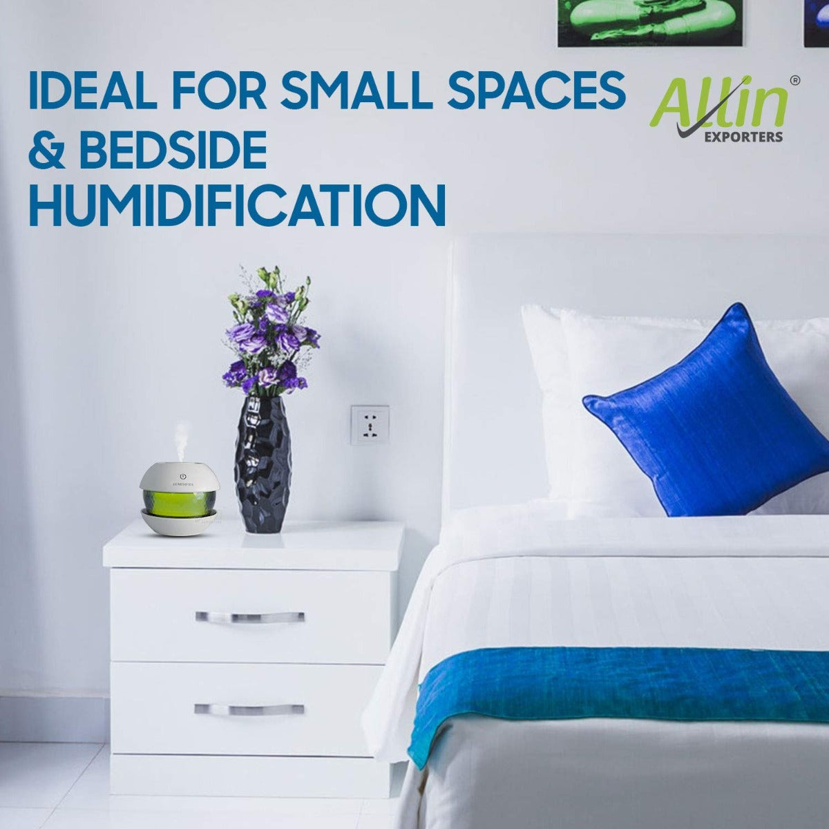 Allin Exporters EXUMHD1 150 ml Magic Diamond USB Mini Ultrasonic Humidifier Filter Type Auto Shut Off Portable Air Purifier with LED Light for Car, Office Cabin and Small Rooms (Colour May Vary)