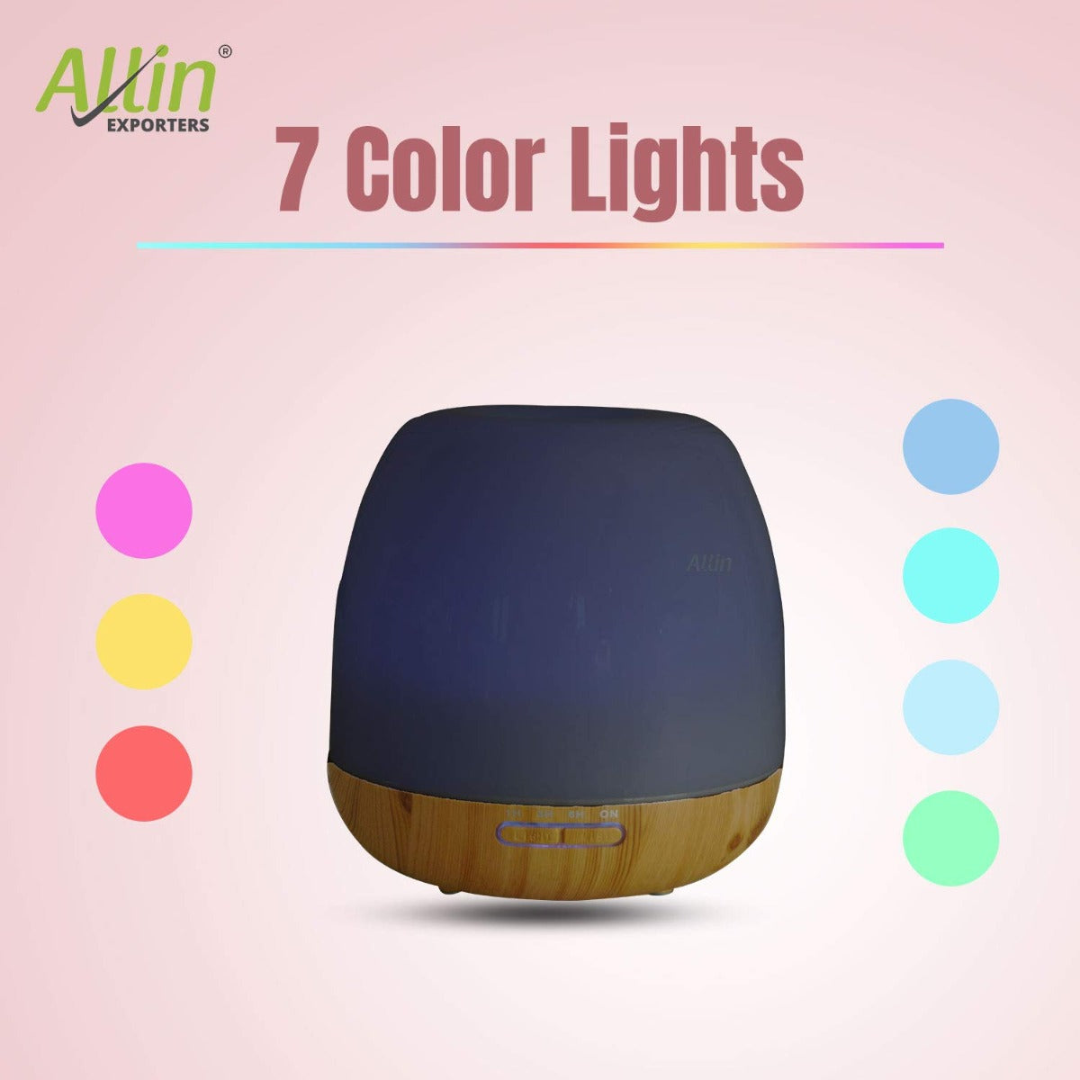 Allin Exporters 306-LW Ultrasonic Humidifier & Essential Oil Aroma Diffuser with Timer and 7 Colorful LED Light Modes (500 ml, Light Wood)