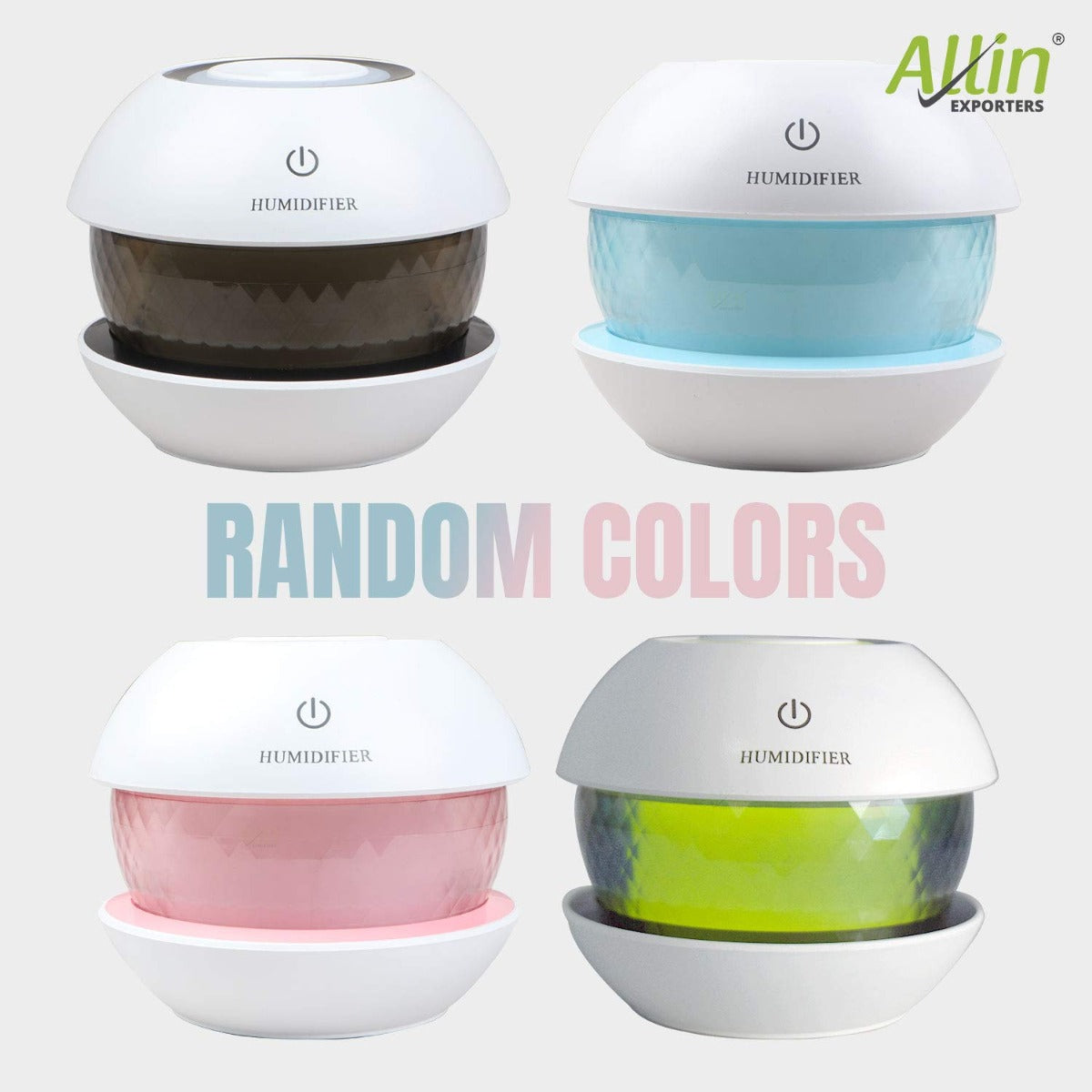 Allin Exporters EXUMHD1 150 ml Magic Diamond USB Mini Ultrasonic Humidifier Filter Type Auto Shut Off Portable Air Purifier with LED Light for Car, Office Cabin and Small Rooms (Colour May Vary)