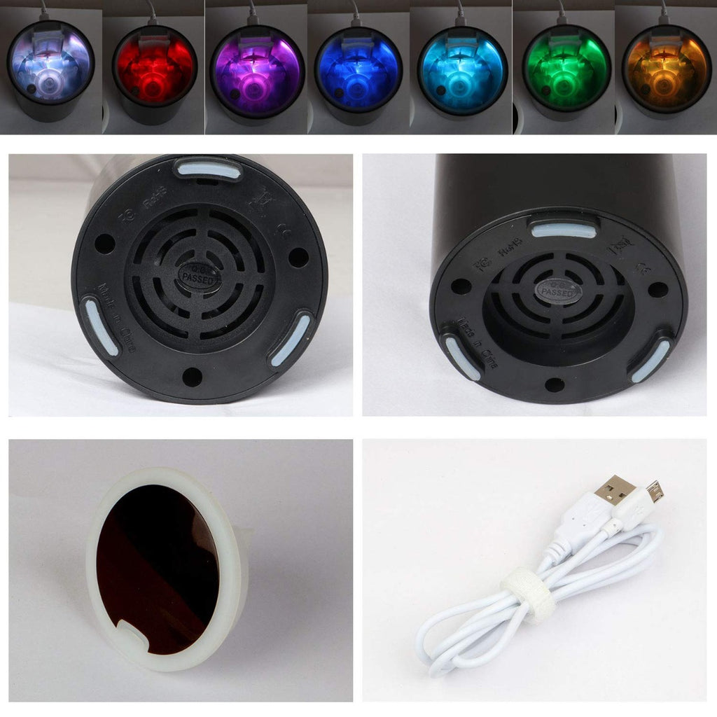 Allin Exporters USB Mini Humidifier Essential Oil Aroma Diffuser for Car, SUVs and Small Rooms Cool Mist Air Refresher with 7 LED Colors (42 ml, Random Colors)