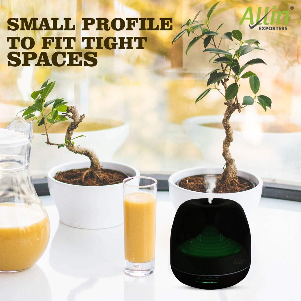 Allin Exporters 306-BW Ultrasonic Humidifier & Essential Oil Aroma Diffuser with Timer and 7 Colorful LED Light Modes (500 ml, Black Wood)