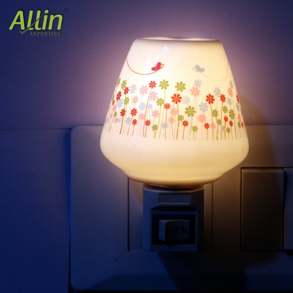 Pluggable Ceramic Oil Aroma Diffuser Burner Night Lamp (Colour May Vary)