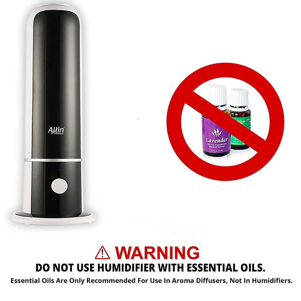 Tower Shape Cool Mist Ultrasonic Humidifier with Mist Level Control and Automatic Shut-Off for Big Size Rooms (4 L, Black)