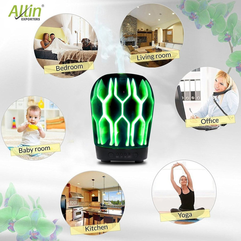 JM-256 3D Effect Ultrasonic Diffuser Air Humidifier (100ml, Golden)