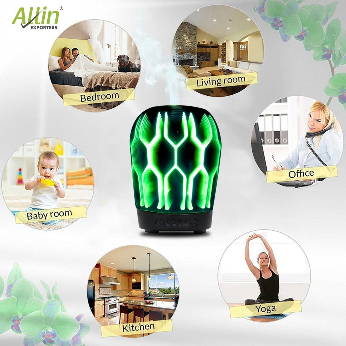 JM-256 3D Effect Ultrasonic Diffuser Air Humidifier (100ml, Golden)