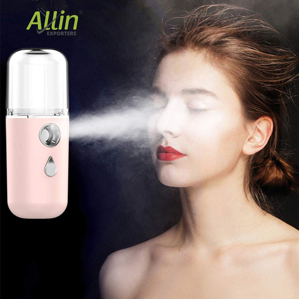 Allin Exporters JSQ-S1 Nano Mist Face Sprayer Rechargeable Portable Mini Facial Humidifier Mister Steamer Handy Spray for Skin Moisturizing & Hydration (30ml, Random Color)