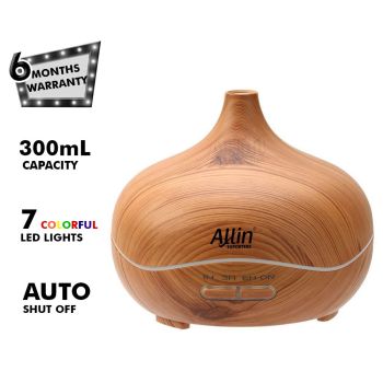 2 in 1 Ultrasonic Aroma Diffuser and Humidifier (Wooden Grain Finish) - 300 ML :- (DT-1518 Model - B)