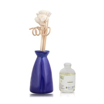 Allin Exporters Scented Reed Diffuser Ceramic Pot Gift Set with Lavender Aroma Oil
