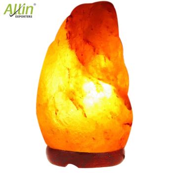 Allin Exporters Himalayan Rock Salt Lamp with Neem Wooden Base and 15W Pigmy Night Light Bulb - Natural Crystal Air Purifier Negative Ion Generator