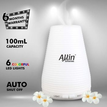 Allin Exporters DT-1508B 100ml 2 in 1 Ultrasonic Humidifier & Essential Oil Aroma Diffuser Cool Mist with 7 Color LED Lights