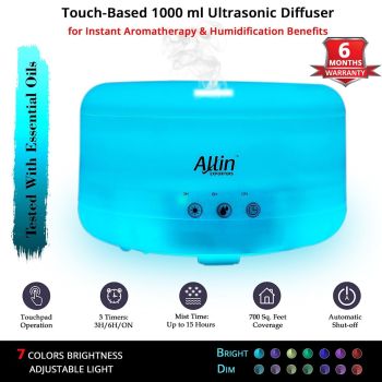 Allin Exporters DT-208 1000ml Touchpad Ultrasonic Humidifier & Essential Oil Aroma with Timer and 7 Colorful LED Light Modes