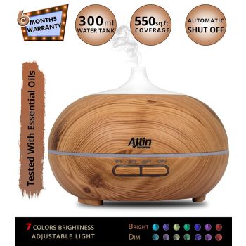 2 in 1 Ultrasonic Aroma Diffuser and Humidifier wood grain color (DT-1518) - 300 ML