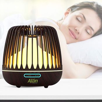 Allin Exporters DT-506H Aromatherapy Diffuser Essential Oil 4 in 1 to Purify, Ionize, Humidify & Spread Aroma Ultrasonic Humidifier Cool Mist with 7 Color Changing LED Lights (500ml, Dark Wood)
