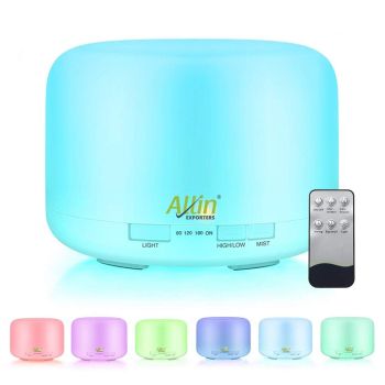 Allin Exporters DT-168W Aromatherapy Diffuser with Wireless Remote Essential Oil 4 in 1 to Purify, Ionize, Humidify & Spread Aroma Ultrasonic Humidifier with Timer Cool Mist with 7 Color Changing LED Lights (500 ML with remote)