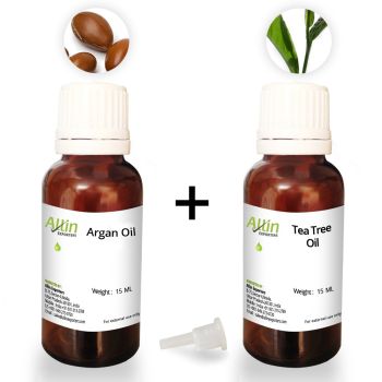 Allin Exporters Organic Moroccan Argan Oil & Tea Tree Essential Oil- 15ml each- 100% Pure and Natural- For Hair & Skin