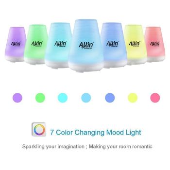 Allin Exporters Ultrasonic Diffuser Humidifier, 2 In 1 100 Ml Silent Cool Mist Electric For Use With Or Without Oils 6 Different Colored Led Lights -  (DT-1508B)