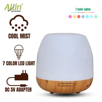 Allin Exporters 306-LW Ultrasonic Humidifier & Essential Oil Aroma Diffuser with Timer and 7 Colorful LED Light Modes (500 ml, Light Wood)