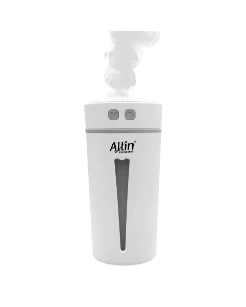 Allin Exporters Mini Ultrasonic Humidifier USB Portable Air Purifier Nano Atomization with LED Light & Filter Type for Car, Office Table, Cabin and Small Rooms (160 ml, White)