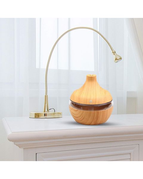 Allin Exporters PY002-LW 200 ml USB Mini Ultrasonic Humidifier Portable Essential Oil Aroma Diffuser with 3 LED Colors for Car, Office Cabin and Small Rooms (Light Wooden)