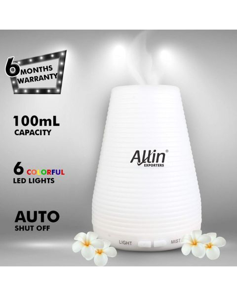 Allin Exporters DT-1508B 100ml 2 in 1 Ultrasonic Humidifier & Essential Oil Aroma Diffuser Cool Mist with 7 Color LED Lights