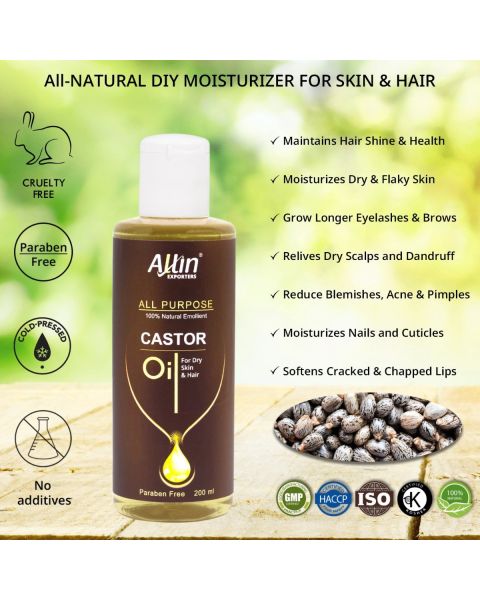 Cold Pressed 100% Pure and Natural Castor Oil - (200 ml)